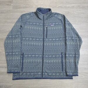 Patagonia Men's XL Better Sweater 1/4 Zip Trout Fish Aztec Slate Sweater Jacket